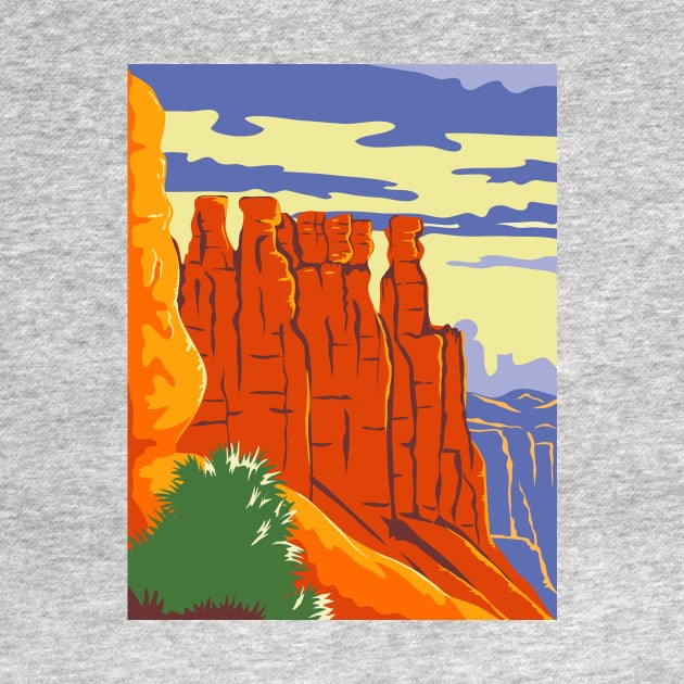 Bryce Canyon National Park in Paunsaugunt Plateau Garfield County and Kane County Utah WPA Poster Art Color by retrovectors